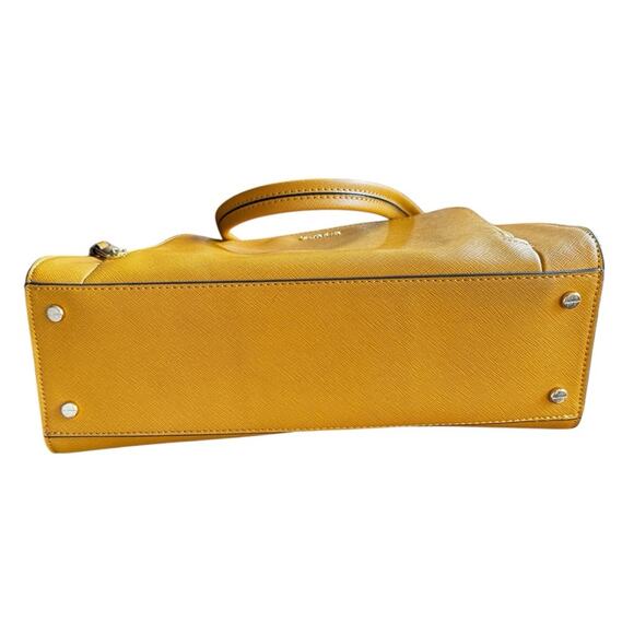 Calvin Klein Ava Hobo Saffiano Leather Mustard Shoulder Bag - Picture 8 of 13